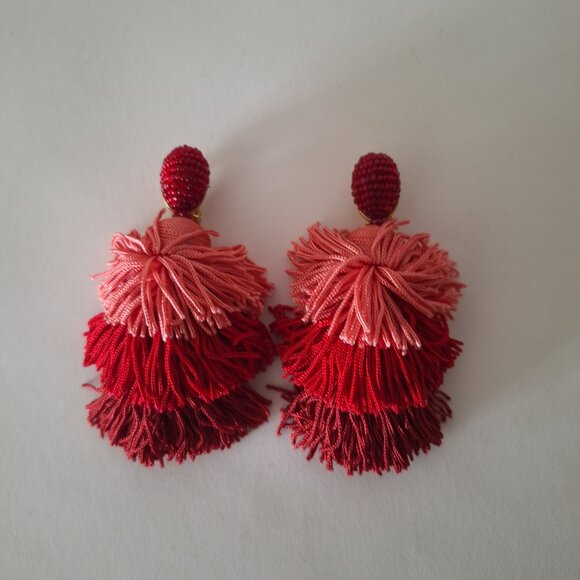Oscar de la Renta Red Beaded Tassel Clip-On Earrings $390 Oscar de la Renta Women main image 3